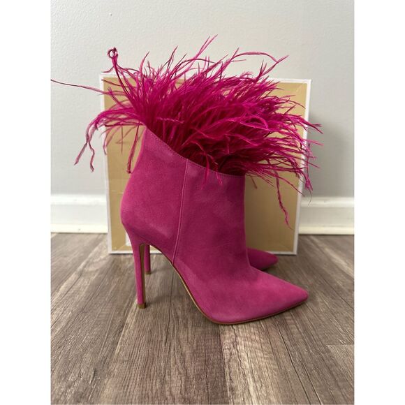 Michael Kors Whitby Feather Trim Suede Ankle Boot Size 7 $250 - Picture 10 of 14